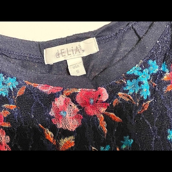 dELiA*s Retro y2k Sheer Black Floral Lace Long-sleeved Blouse - Picture 4 of 6